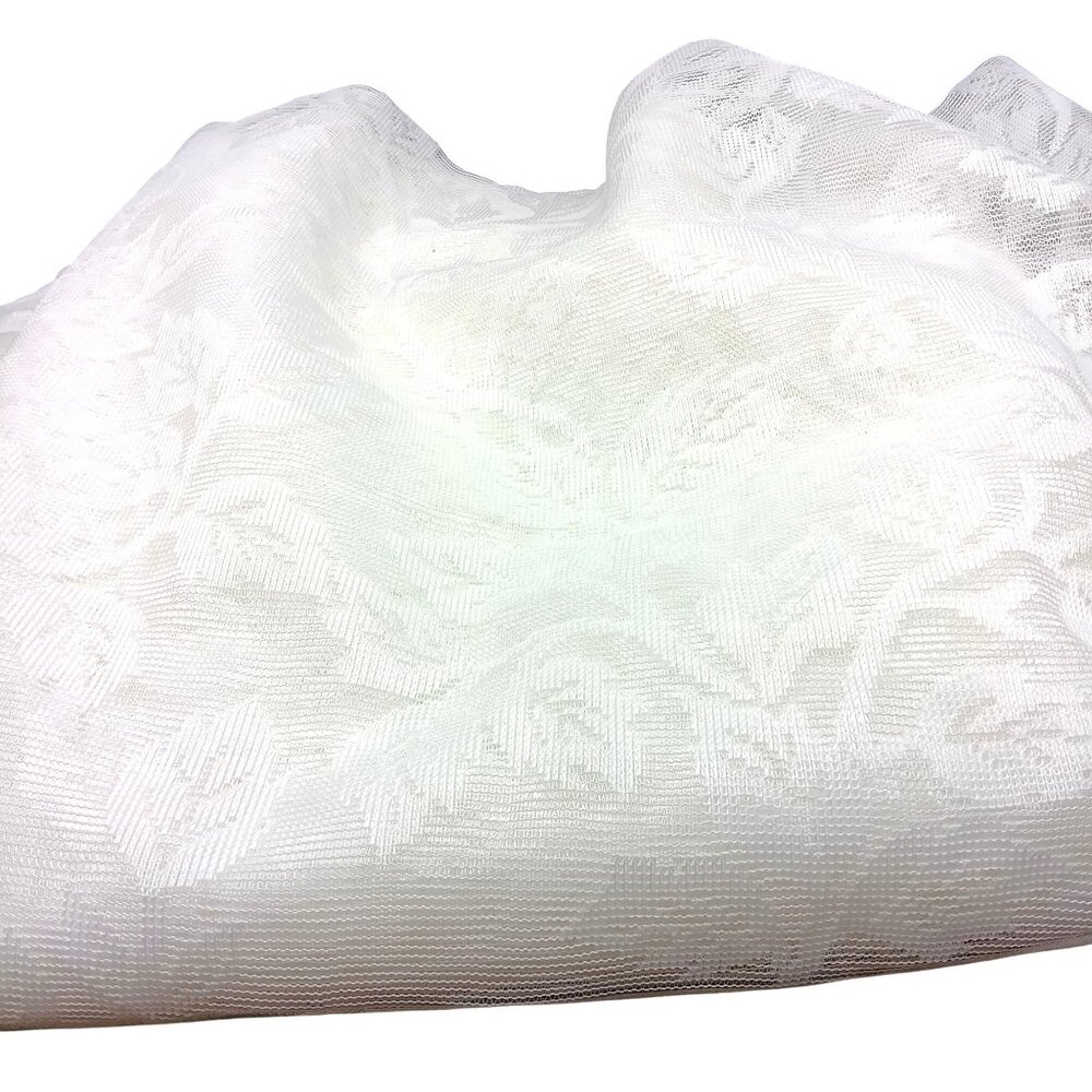 Vintage White Lace Curtain Fabric 6 1/4 Yards Vining Leaves Pattern